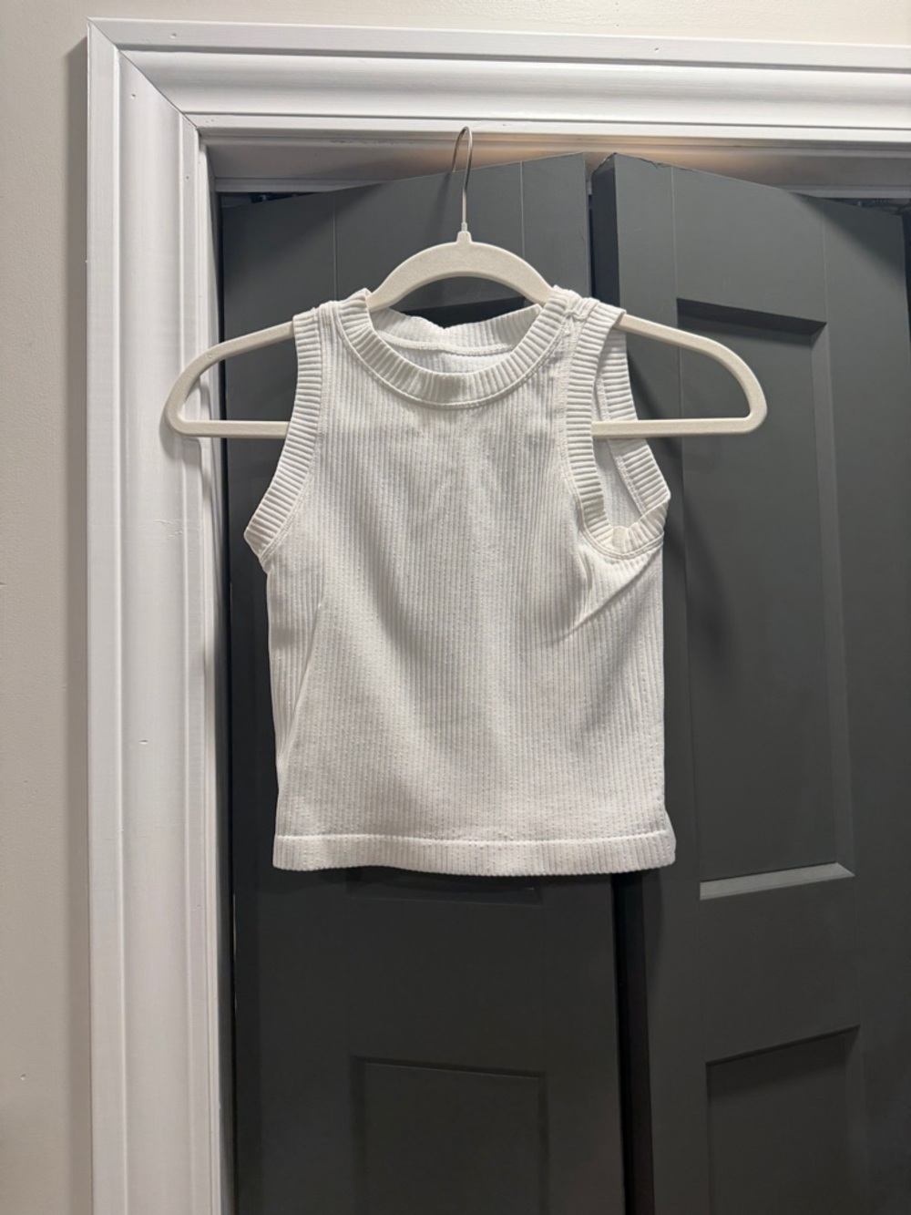 Aura White Ribbed Tank Top